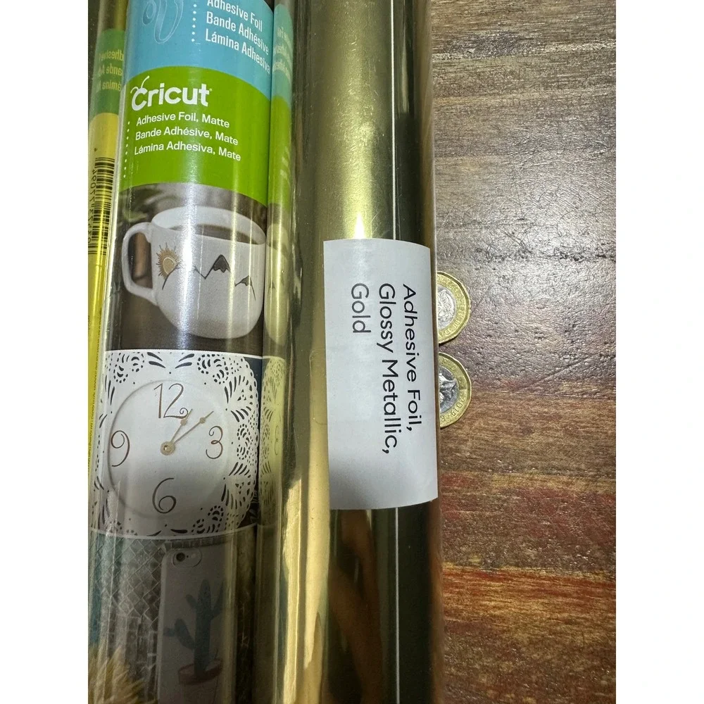Cricut Adhesive Foil 3 Roll Bundle Glossy Metallic Gold and Matte Silver 12x48in